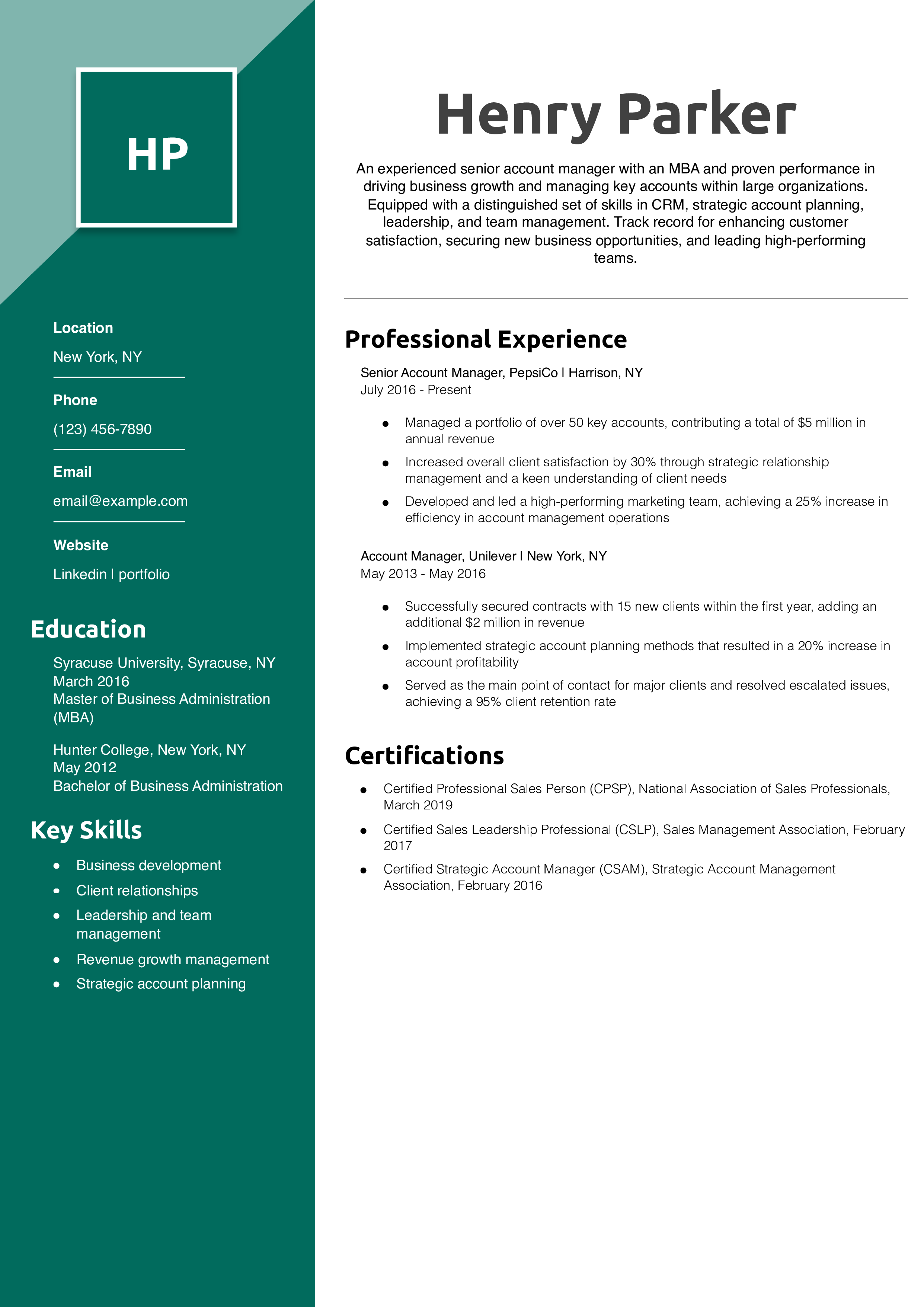 Senior-level Account Manager Resume Templates