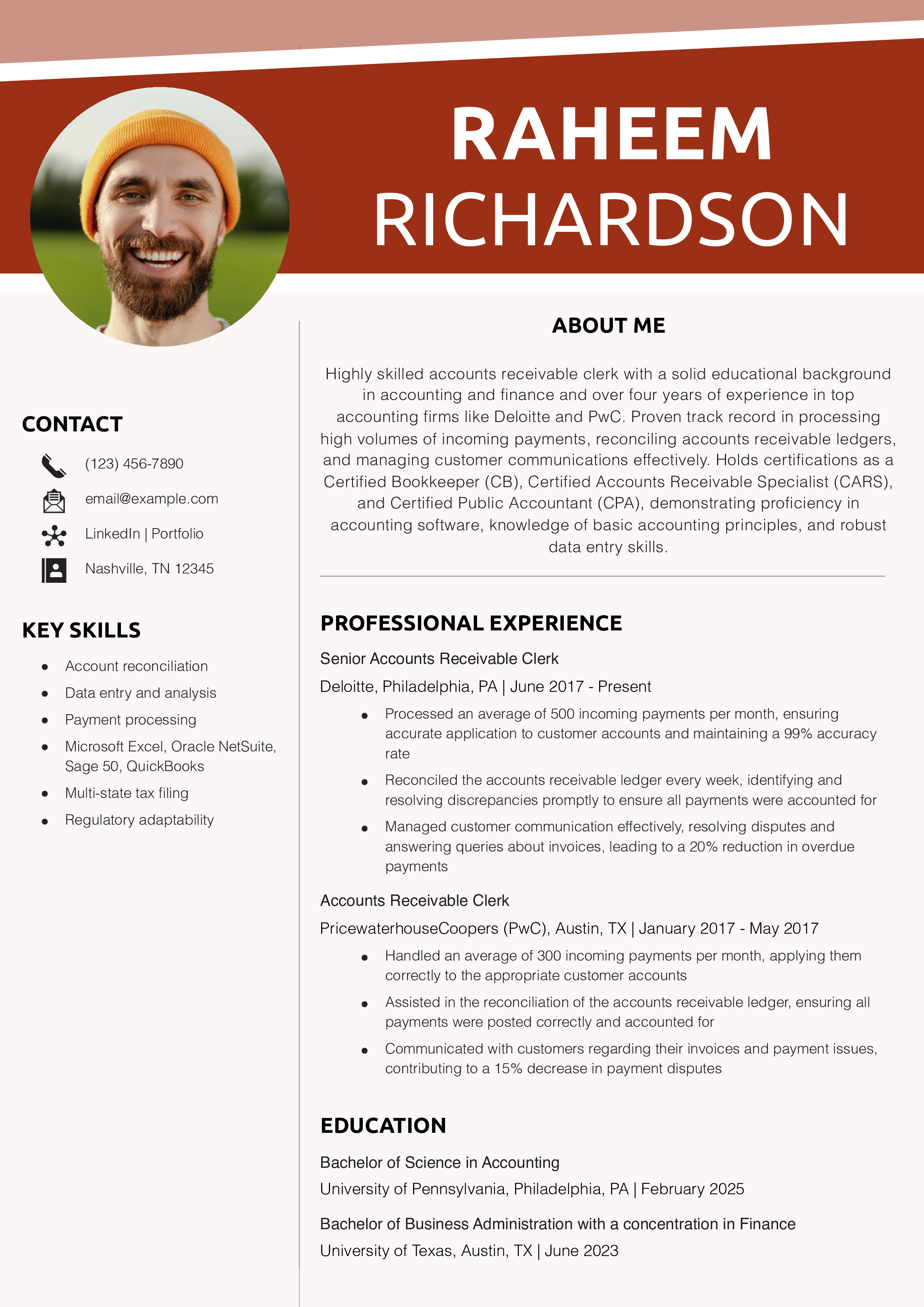 Accounts Receivable Clerk Resume Templates