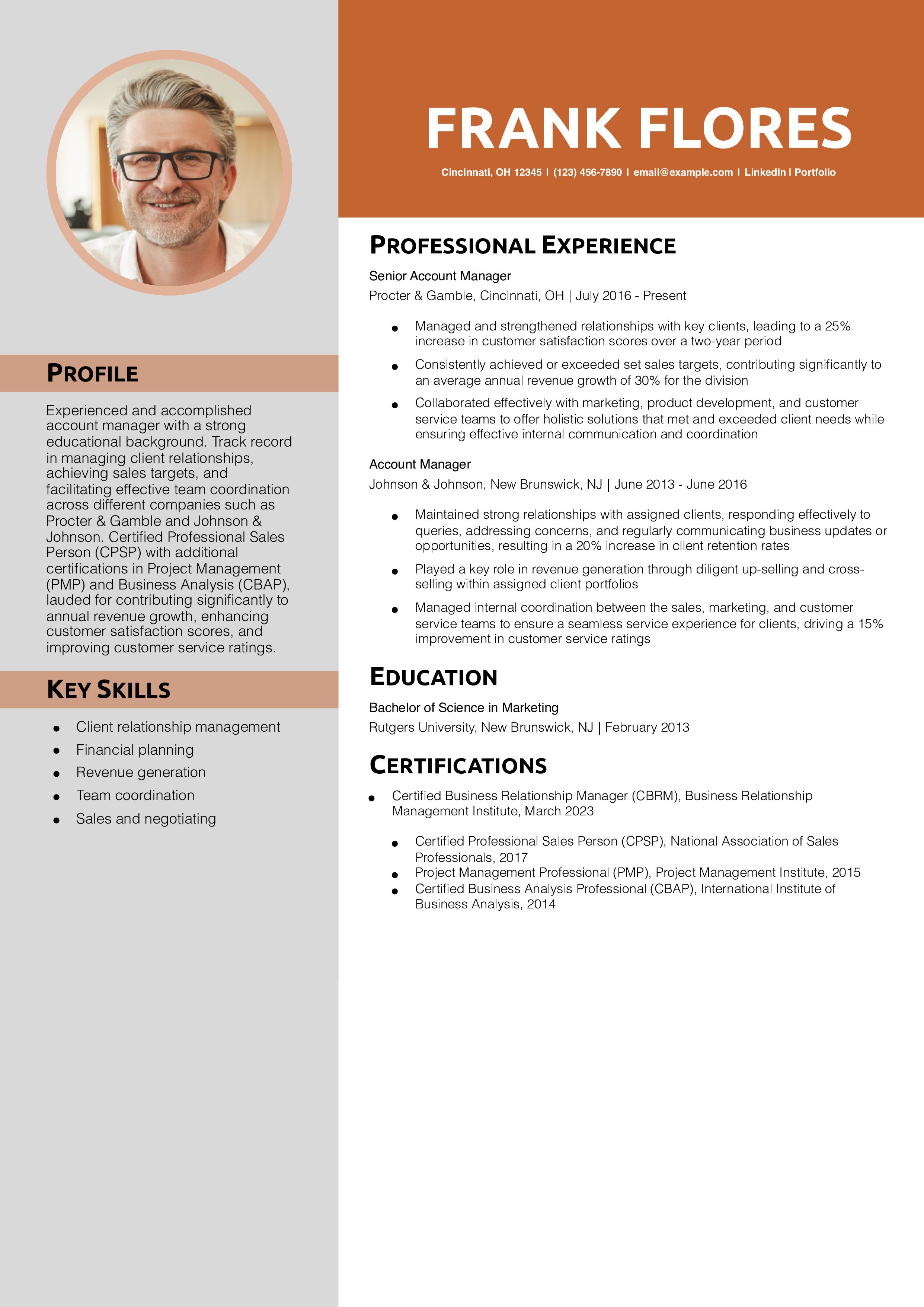 Mid-level Account Manager Resume Templates