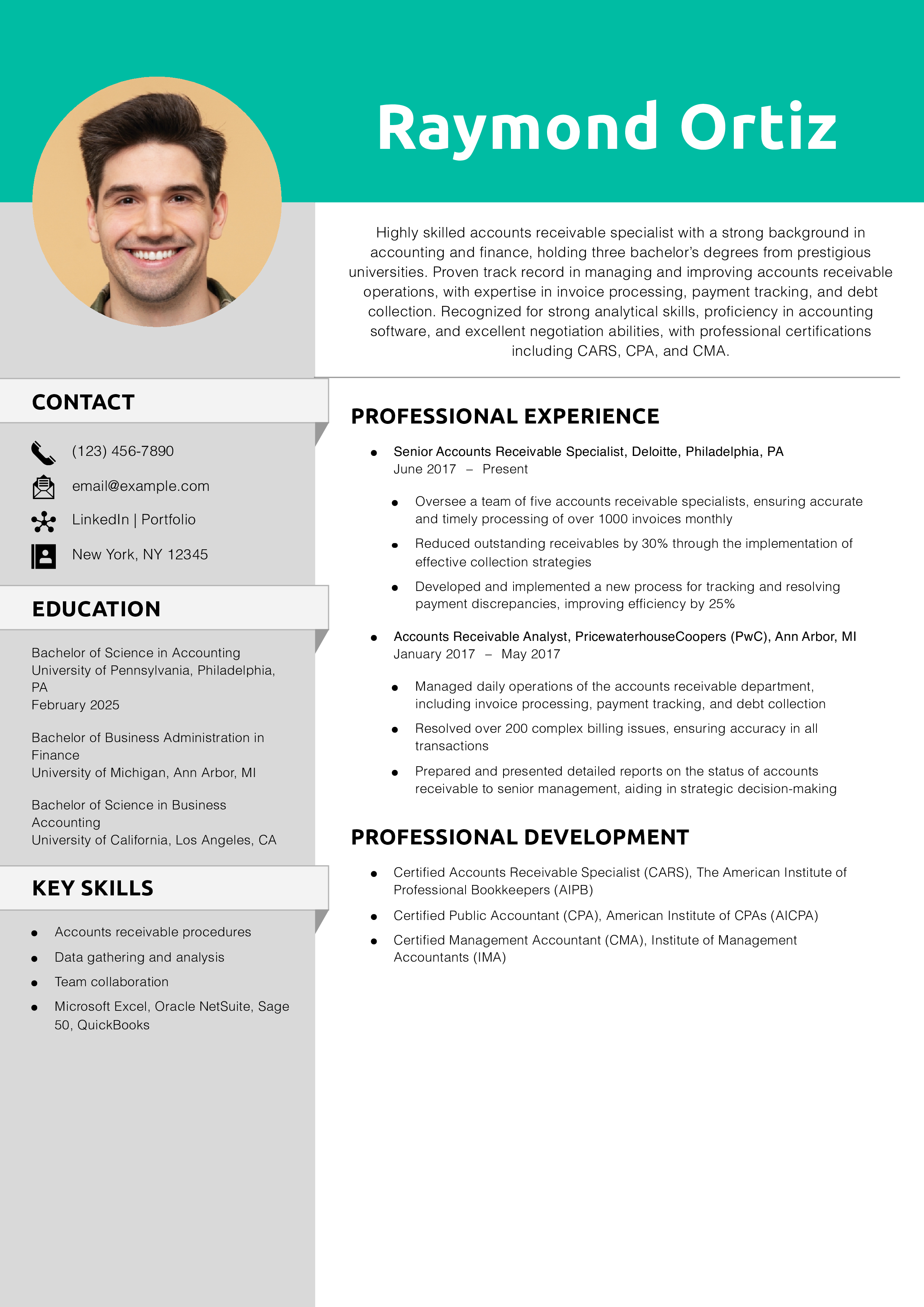 Accounts Receivable Specialist Resume Templates