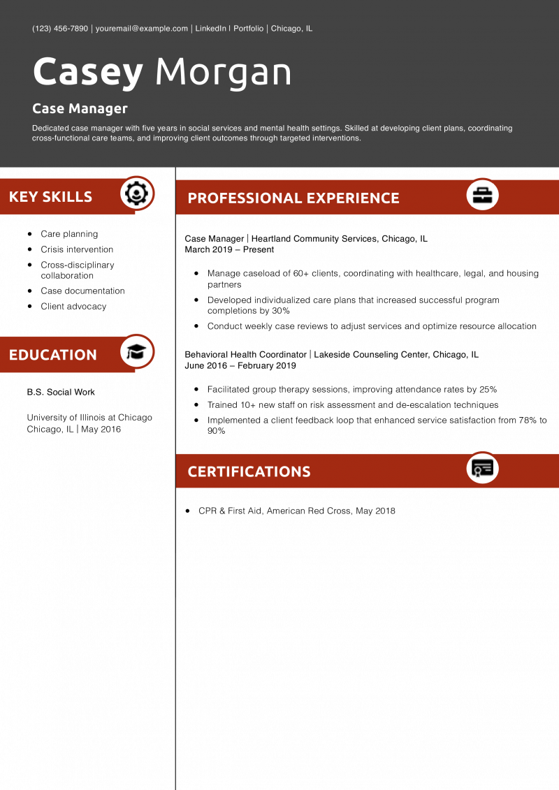 Case Manager Resume Example