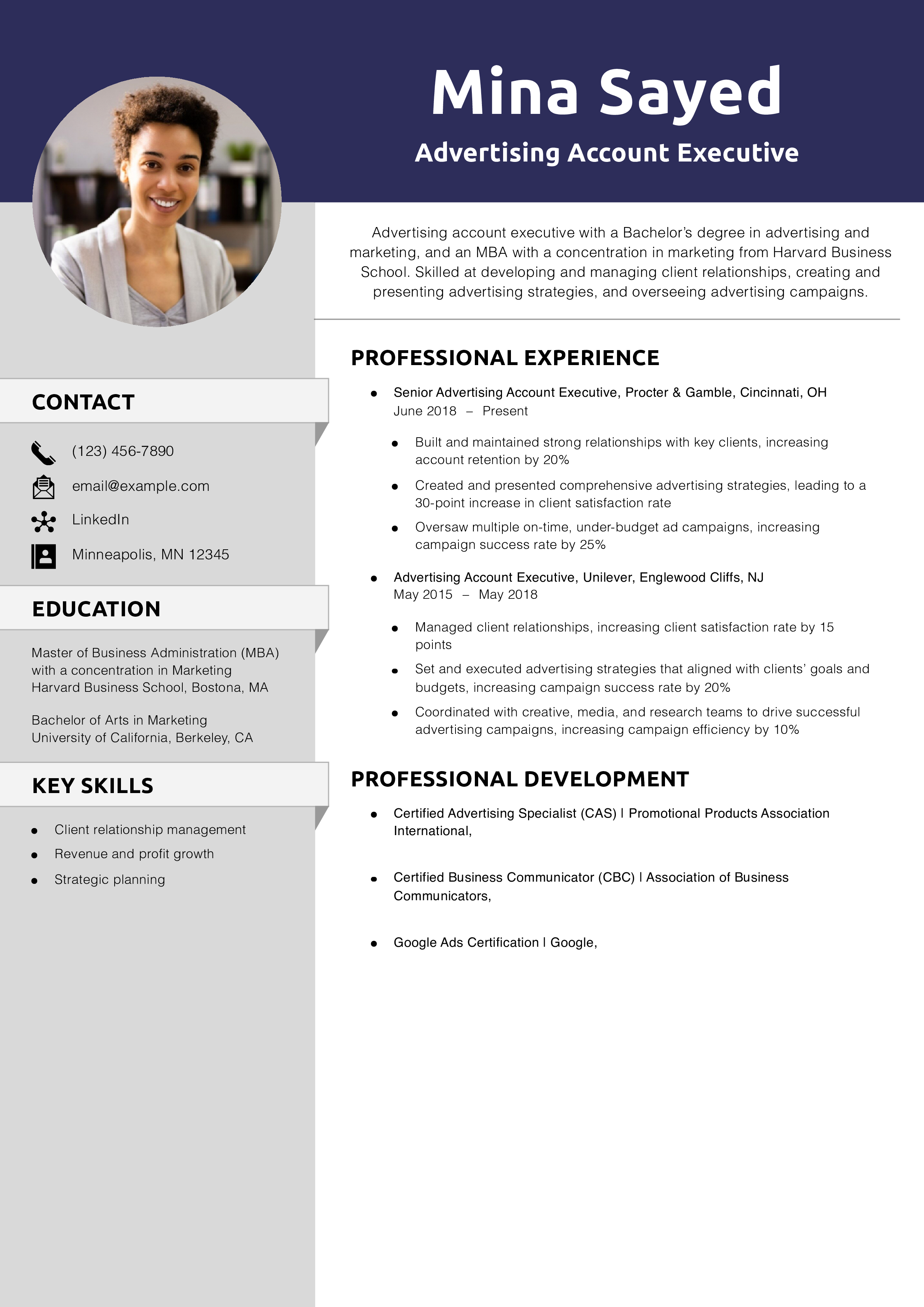 Advertising Account Executive Resume Templates