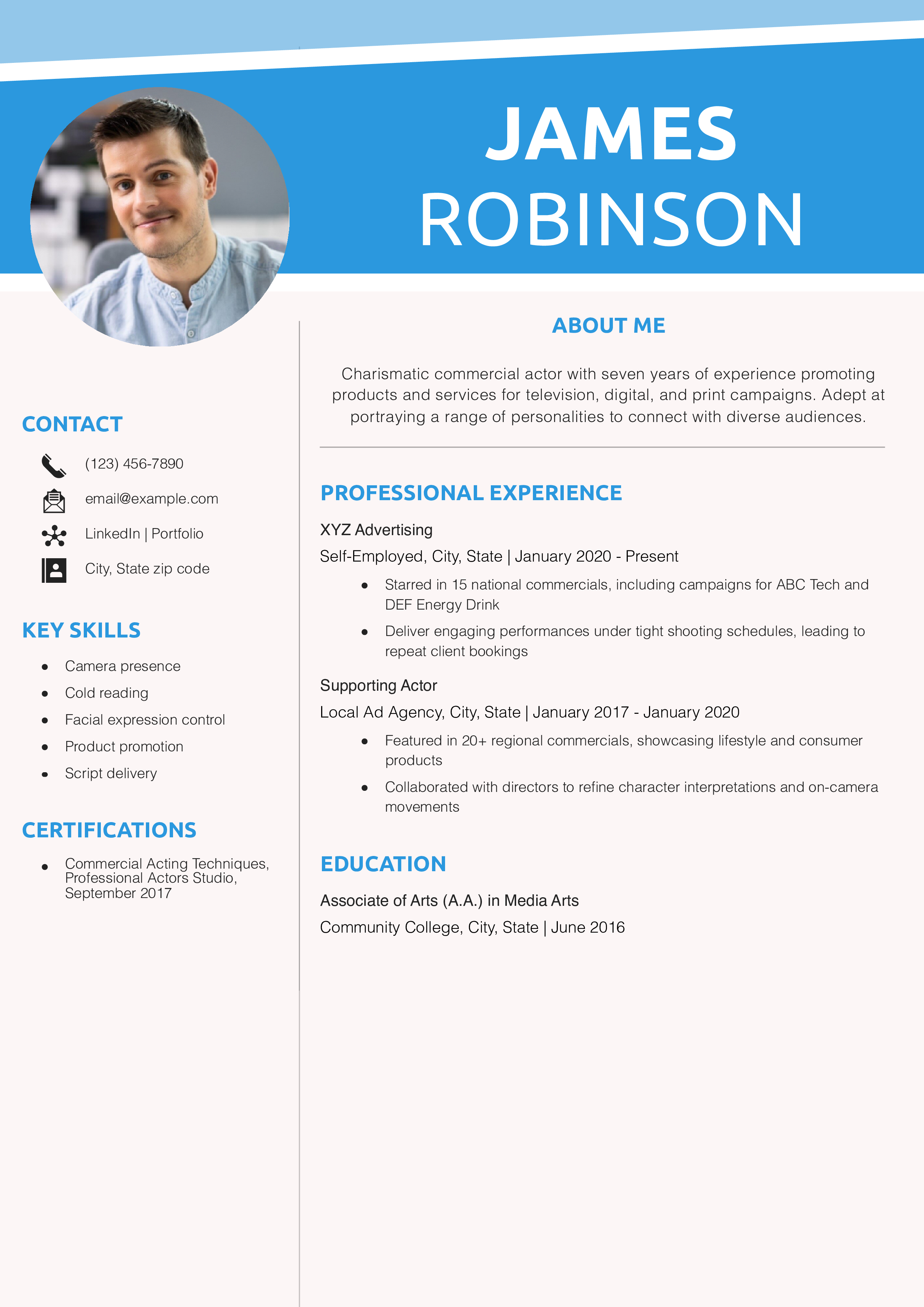 Commercial Acting Resume Templates®168极速赛车体彩官方网站