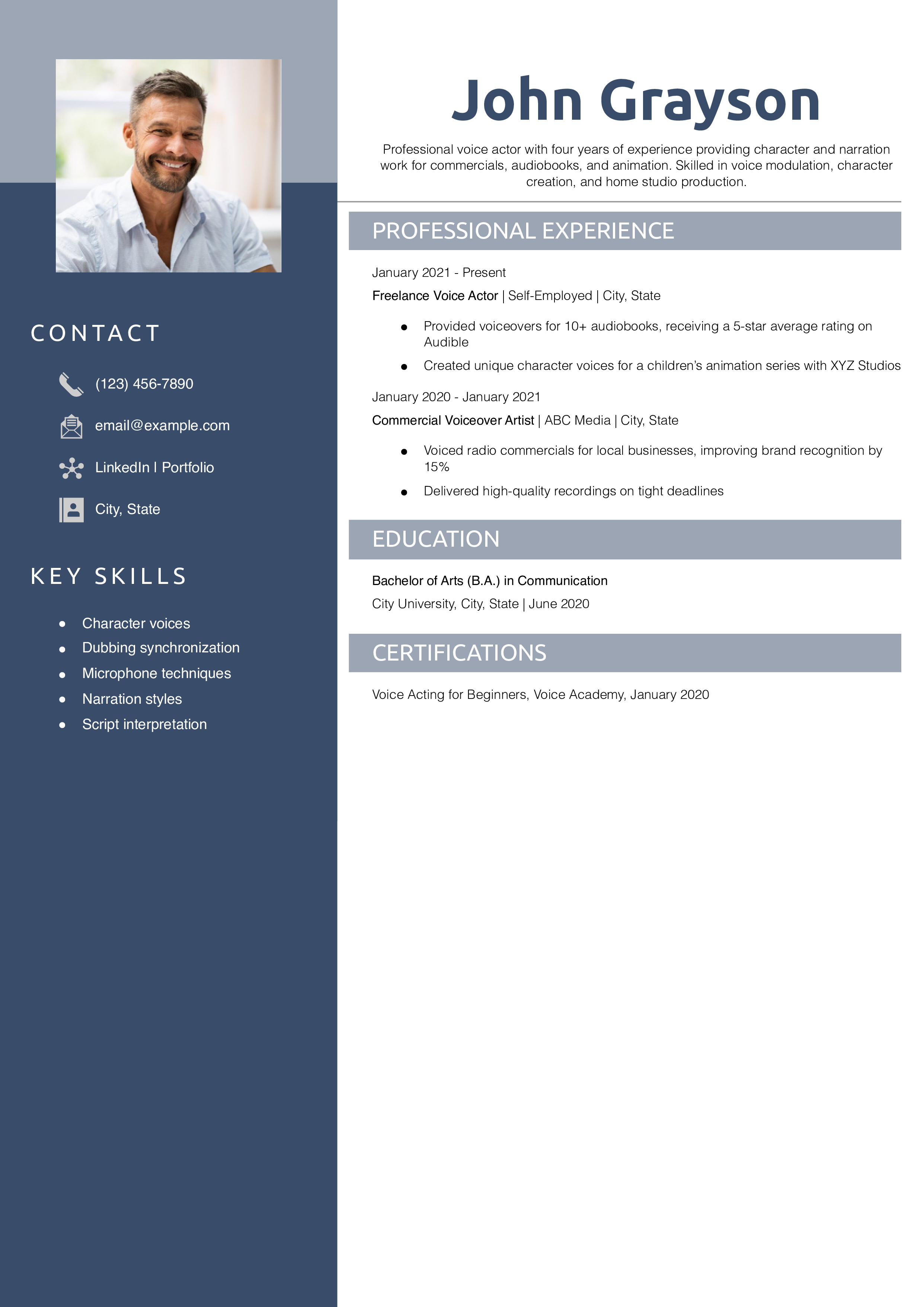 Voice Acting Resume Templates