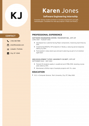 Software Engineering Internship Resume Example