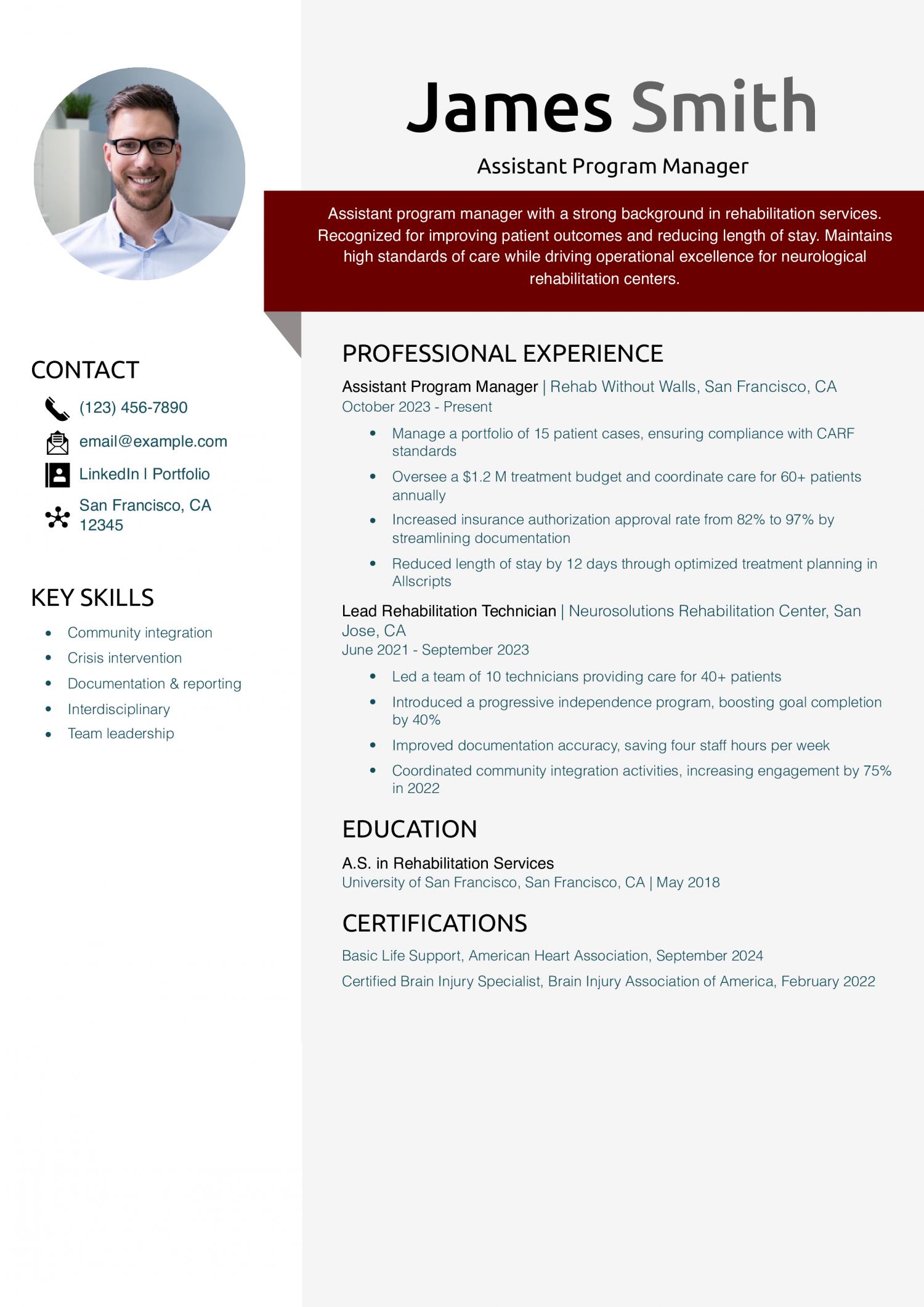 Assistant Program Manager Resume Example