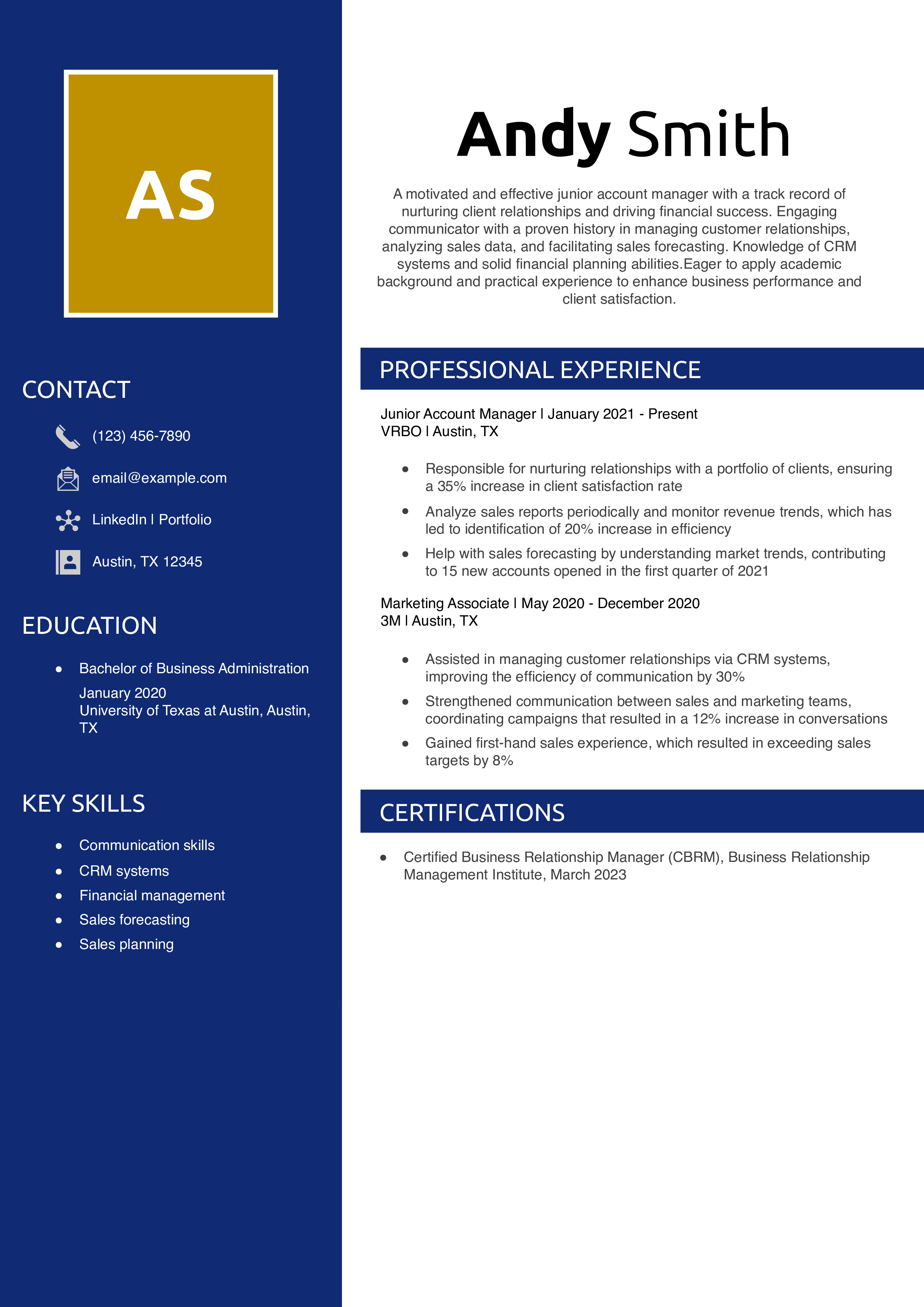 Entry-level Account Manager Resume Templates