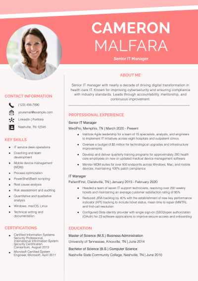 23 Best Information Technology Resume Examples and Templates for 2025